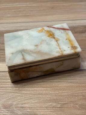 Vintage Mid-Century Italian Onyx and Chrome Trinket Box